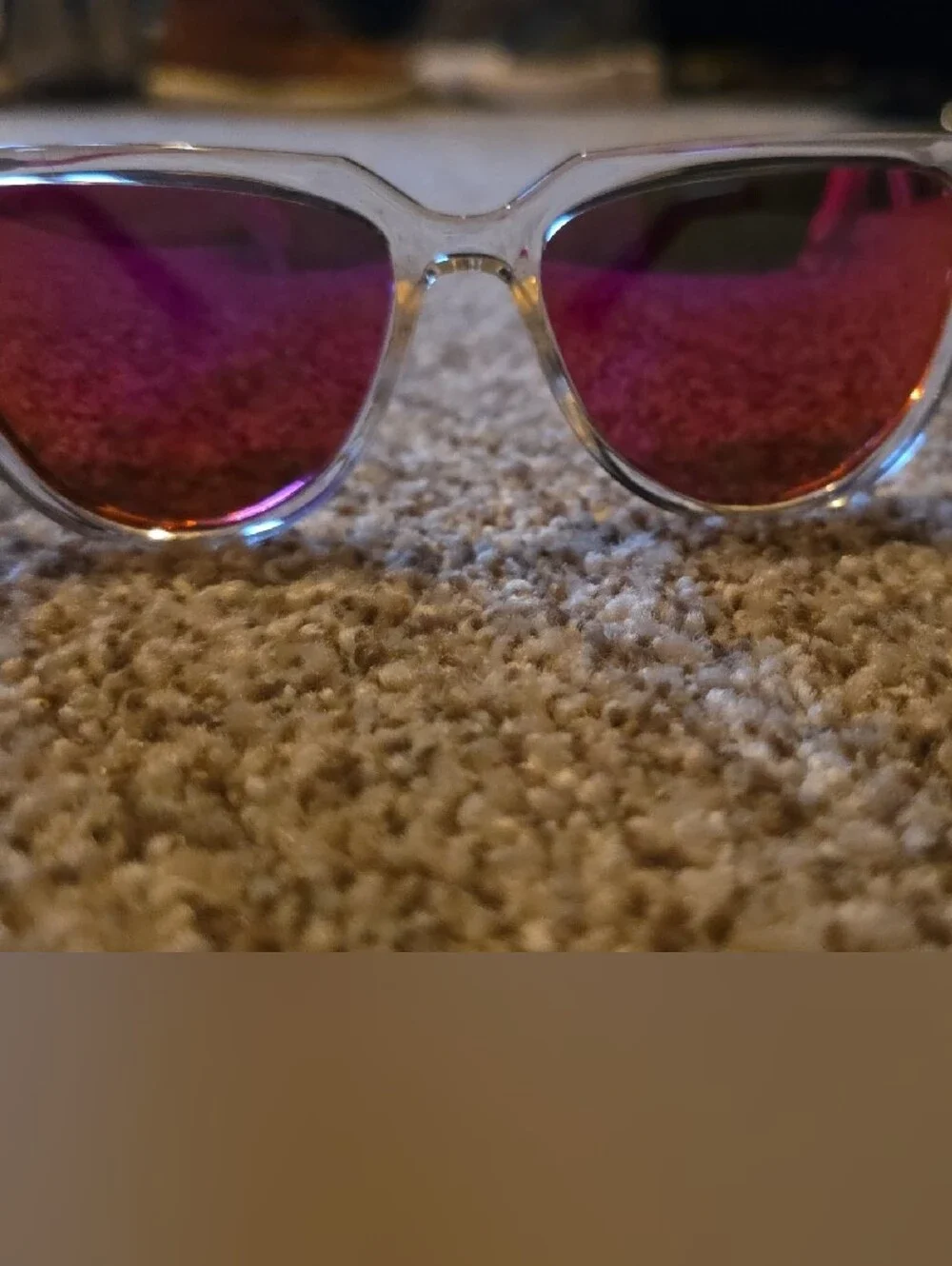 Polarized Atomic Candy Womens Clear Frame Sunglasses with Pink Mirrored Lenses